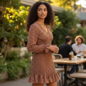 Liberty Love Brown Floral Long Sleeve Dress